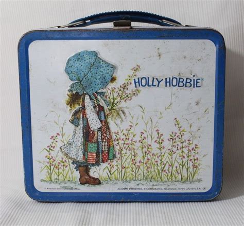 1970 metal holly bobby lunch box|Vintage 1970s Holly Hobbie Metal Lunchbox WITH THERMOS.